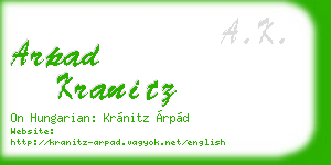 arpad kranitz business card